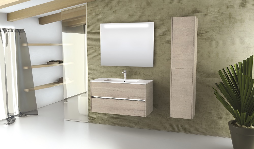 Novellini badkamermeubel Slot met hoge wandkast. Ook met bijpassende wasmachinekast Space #badkamer #badkamerideeën