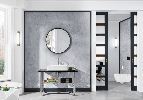 Badkamertrend: ronde spiegel van Villeroy Boch #badkamertrends #badkamer