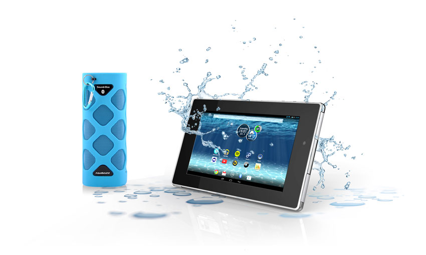 Waterdichte tablet voor de badkamer van Aquasound