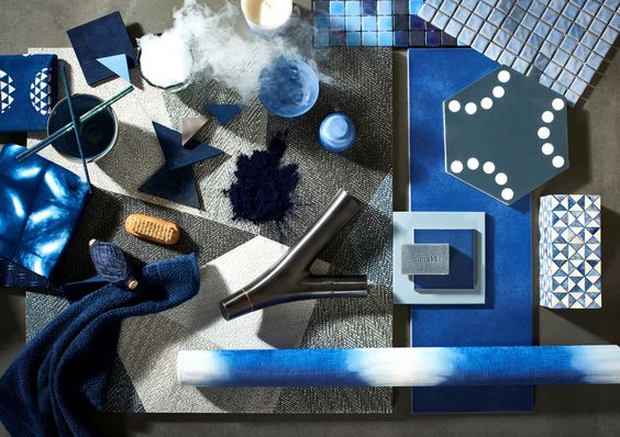 Kleuren en materialen trends voor de badkamer - Indigo Lines via Cleopatra