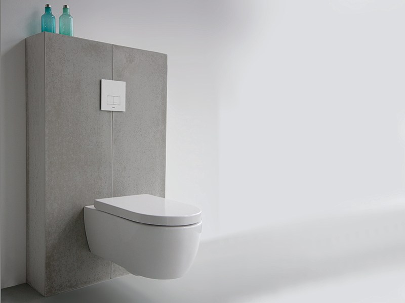 Module voor toilet met betonlook - beton wandpaneel met geïntegreerd sanitair ConcreetDesign #beton #badkamer