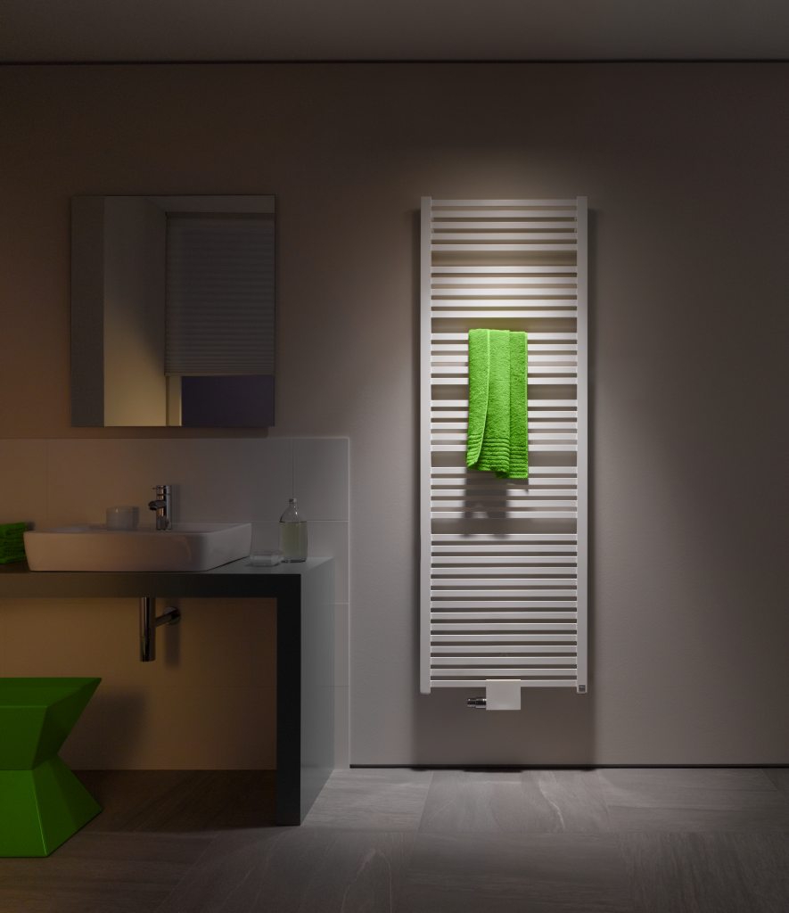 Designradiator voor de badkamer. Geneo Quadris van Kermi 