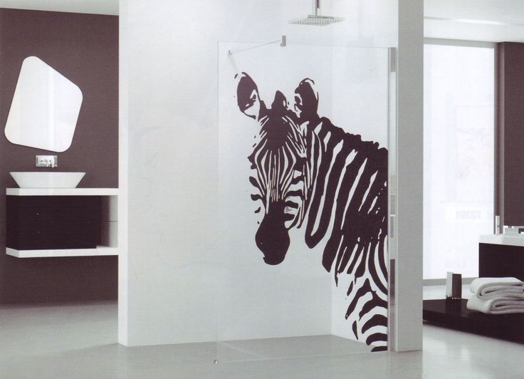 Glazen douchewand voor de inloopdouche met print - Kuadra van Novellini #zebra #zwartwit